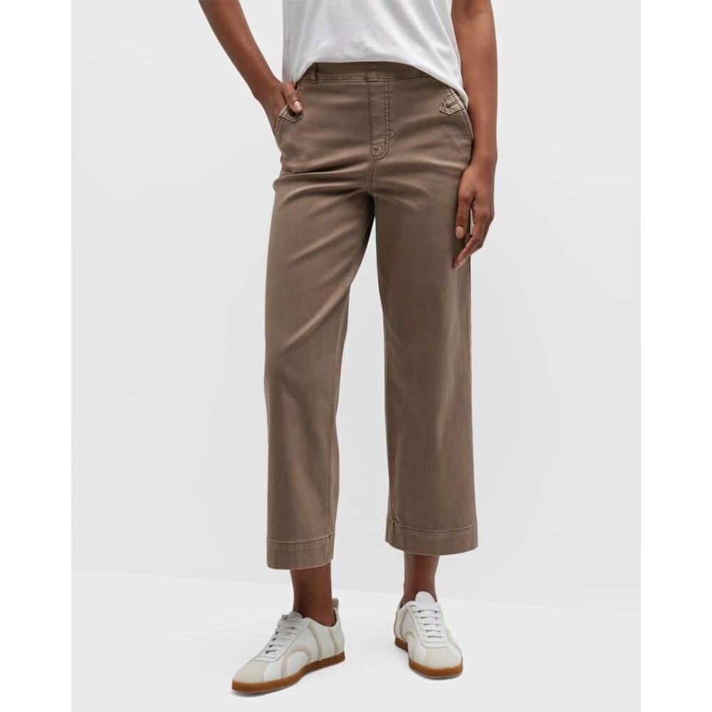 Spanx Twill Wide Leg Crop Pant Size Large Tan $178.00